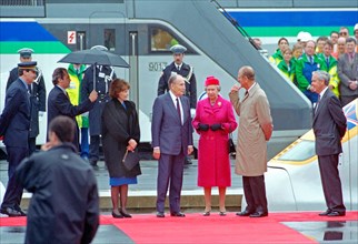Heads of State Queen Elizabeth II and President Francoise Mitterrand officially open the Channel Tunnel on 6 May 1994
