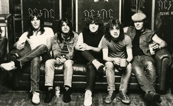 AC/DC  Promotional photo of Australian rock group. See Description below for names