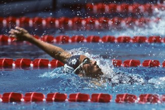 Janet Evans (USA) competing at the 1988 US National Championships.