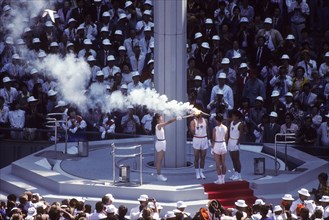 Olympic Torch lighting at the 1988 Olympic Summer Games, Seoul Korea.