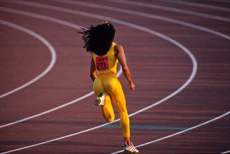 Florence Griffith Joyner competing at the 1988 US Olympic Track and Field Trials