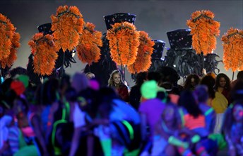 Artists perform during the Opening Ceremony of the London 2012 Olympic Games, London, Britain, 27 July 2012. The 2012 Summer Olympic Games will be held in London from 27 July to 12 August 2012. Photo:...