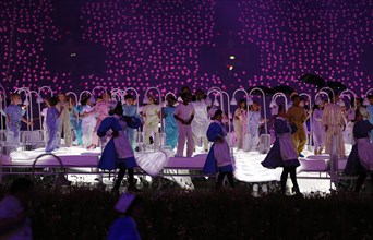 Artists perform during the Opening Ceremony of the London 2012 Olympic Games, London, Britain, 27 July 2012. The 2012 Summer Olympic Games will be held in London from 27 July to 12 August 2012. Photo:...