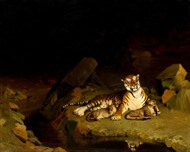 Tiger and Cubs  - by Jean-Léon Gérôme, 1884