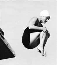 Aug. 2, 1952 - Helsinki, Finland - American diver PAT MCCORMICK of the US seen in action winning the finals of the High Diving Event during the Helsinki Summer Olympics 1952..Mandatory Credit: Photo b...