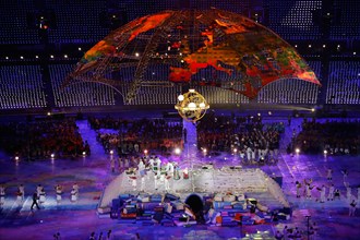 Performers in the Olympic Stadium during the opening ceremony of the London 2012 Paralympic Games