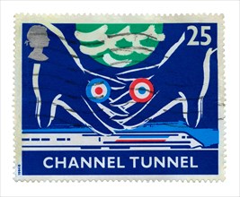 UK postage stamp commemorating the opening of the Channel Tunnel in 1994