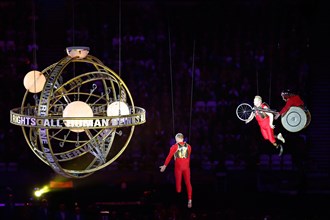 Artists perform in the Olympic Stadium during the opening ceremony of the London 2012 Paralympic Games, London, Britain, 29 August 2012.