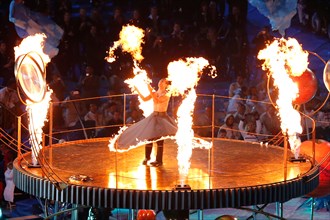 Artists perform in the Olympic Stadium during the opening ceremony of the London 2012 Paralympic Games, London, Britain, 29 August 2012.