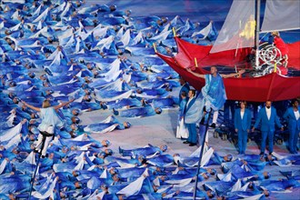 Artists perform in the Olympic Stadium during the opening ceremony of the London 2012 Paralympic Games, London, Britain, 29 August 2012.