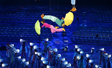 Performers in the Olympic Stadium during the opening ceremony of the London 2012 Paralympic Games, London, Britain, 29 August 2012. The London 2012 Paralympic Games run through the closing ceremony on...