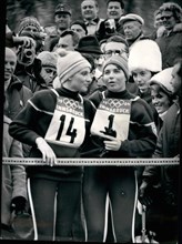 Jan. 01, 1964 - IX. Olympic Winter Games Innsbruck 1964 Ladies Slalom. The ladies slalom in Lizum winn the French Christine Goitschell OPS: f.l.t.r Christine Goitschel (Goldmedaillie) and Marielle Goi...