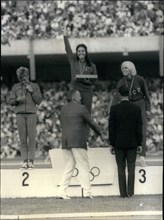 Oct. 10, 1968 - French Girl runner wins the first gold medal for France: French Girl runner Colette Besson brought the first Olympic Gold Medal to France after winning the 400 m. race in 52''. Photo s...