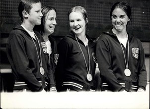 Sep. 01, 1972 - Olympic games in Munich: Photo shows the American swimming team pictured after winning the 4 x 100 m Freestyle (Women) Final, in a new world and Olympic record time, during the Olympic...