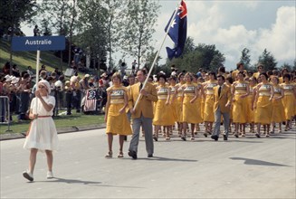 1976 Olympics in Montreal, Canada,  parade of athletes at Opening Ceremonies, Australian team