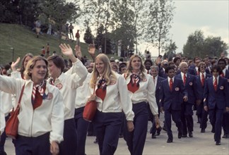 1976 Olympics in Montreal, Canada,  parade of athletes at Opening Ceremonies, United States team