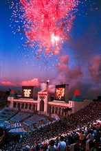 Opening Ceremonies at the 1984 Olympic Summer Games, Los Angeles, CA.