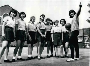 1964 - British Olympic 800 metres athlete and her Japanese pupils.: One of the British Olympic Team members of the 1964 Tokyo Olympics - in twenty two year old Anne - has been undergoing a strict trai...