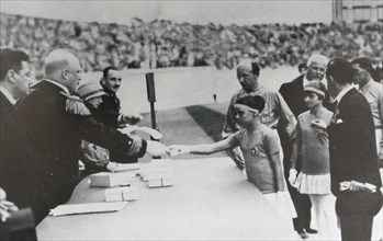 Presentation of medals by HRH Prince Hendrik of the Netherlands at the 1928 Amsterdam Olympic games