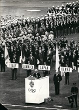1958 - On Thursday 22, 11, 1958: the opening ceremonies of the XVI Olympic summer games begun in Melbourne, The chef of the organization of the Olympics is making his speech. © Keystone Pictures USA/Z...