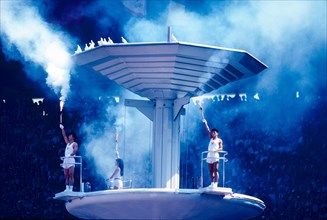 Olympic Flame at the opening ceremonies for the 1988 Olympic Summer Games, Seoul, Korea