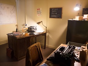 Codebreaker Alan Turing's sparse office at Bletchley Park.