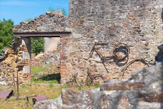 The ruins of Oradour-sur-glane, the by the nazis destroyed french village in WW2