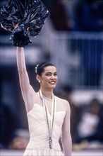 Nancy Kerrigan (USA), bronze medalist competing at the 1992 Olympic Winter Games