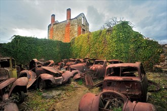automobile remains, Oradour-sur-Glane, Haute-Vienne Department, Limousin, France
