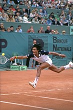 Yannick Noah at the 1983 French Open at Roland Garros.