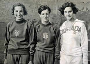 Photograph of the High jump medalists at the 1932 Olympic games. (left to right) Jean Shiley (1911- 1998) took gold for the USA. Mildred Ella "Babe" Didrikson Zaharias (1911 - 1956) took silver for th...