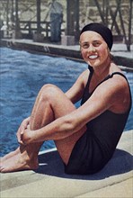 Photograph of "Miss Olympia" Ingeborg Sjoquist (1912 - 2015) who was a Swedish swimmer at the 1932 Olympic games. She turned 100 in April 2012 and was the world's oldest living Olympian from the death...