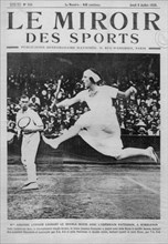 Simple English: Front cover of Le Miroir des sports, first issue [n° 342], July 8th, 1920, with Suzanne Lenglen and Gerald Patterson after their title in the mixed doubles tournament of the Wimbledon ...
