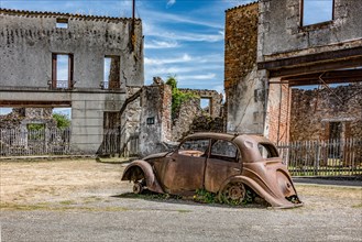 Retro rusted cars from Oradour-Sur-Glane, France
