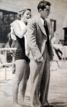 Photograph of Josephine Eveline McKim (1910 - 1992) at the 1932 Olympic games. During her career McKim set five world records in various freestyle events.