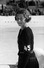 Winter Olympics 1936 - Germany, Third Reich - Olympic Winter Games, Winter Olympics 1936 in Garmisch-Partenkirchen.  Cecillia Colledge,  British  figure skater, Ladies Single,  Silber Medal winner at ...
