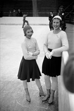 Winter Olympics 1936 - Germany, Third Reich - Olympic Winter Games, Winter Olympics 1936 in Garmisch-Partenkirchen.  Cecillia Colledge (right),  British  figure skater, Ladies Single with a figure ska...