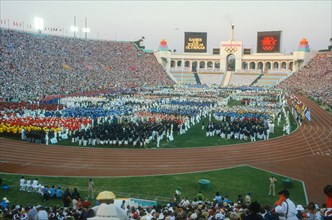 Summer Olympics in Los Angeles 1984 Opening Ceremony with filled stands