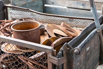 Original pots and pans in Oscar Schindler factory in Krakow