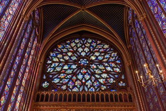 Rose window of Upper Chapel of Sainte-Chapelle in Paris, France