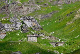 Old isolated buildings in La Lenta valley, under the Col d'Iseran, Vanoise National Park, France