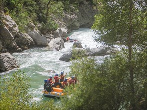 Dinghies in the Verdon River rafting, France