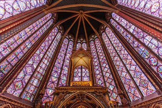 Interior of the Sainte Chapelle, Ile de la Cite in Paris, France, Europe