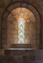 Stained glass windows in the Abbey of Thonoret in the Var in France