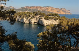 View,views,between Calanque de Port Miou,Port Miou,Port -Miou,narrow,creek,bay, and Calanque de Port-Prin,Calanque,cliffs.Marseille,Calanques of Marseille,Calanques National Park,Marseilles,Commune in...