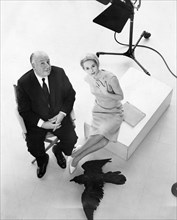 Alfred Hitchcock and Tippi Hedren, publicity photo for The Birds, c 1960