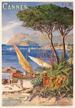 PLM. Cannes by Henri Tanconville (1845-1936). Poster published in 1900 in France.