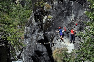 Via Ferrata of the Ailefroide Gorges, Pelvoux. Ecrins National Park. Hautes-Alpes, France