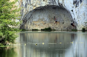 Via Ferrata above Vidourle. La Roque d'Aubais, Saint-Series near Lunel. Occitanie, France