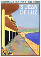 Chemins de fer du Midi. St.Jean de Luz by Louis Floutier (1882-1936). Poster published in 1928 in France.